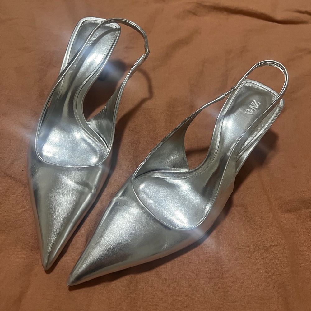 Silver Kitten Heels